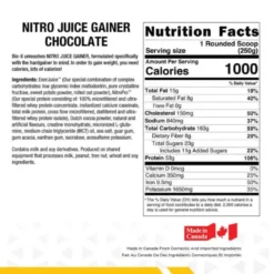 Biox Nitro Juice Gainer Nutrition Facts