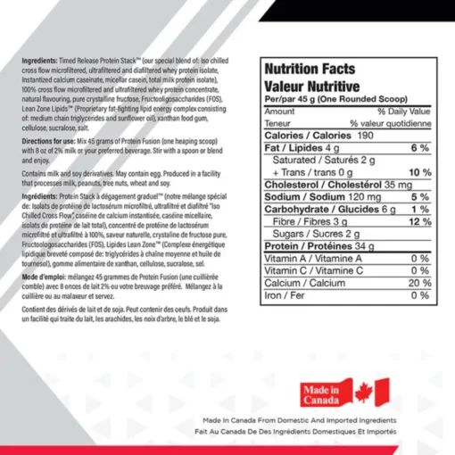 Biox Protein Fusion Matrix Nutrition Facts