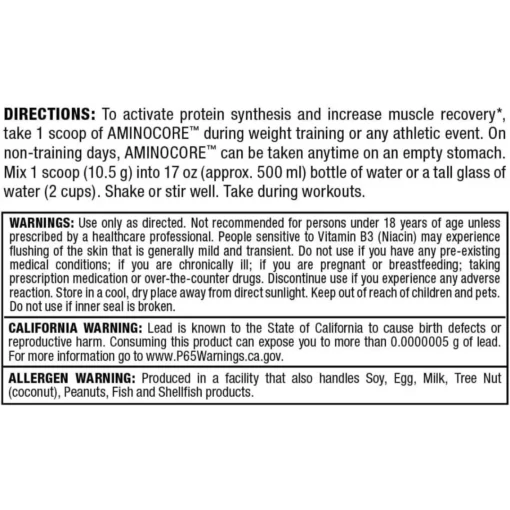 Allmax Aminocore BCAA Directions