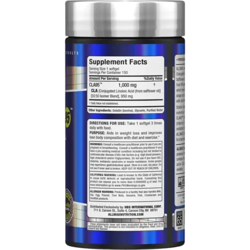 Allmax CLA Nutrition Facts