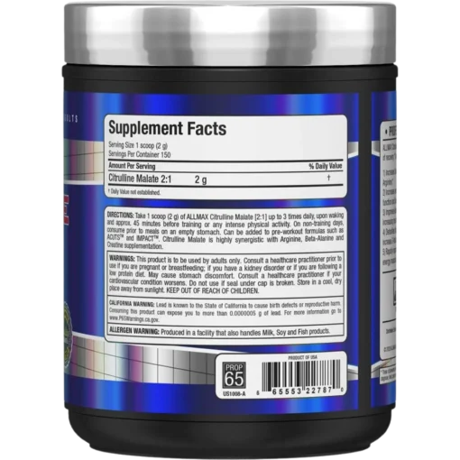 Allmax Citruline Malate Supplement Facts