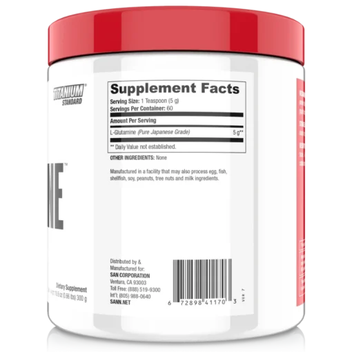 SAN Performance Glutamine Nutrition Facts