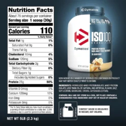 Dymatize ISO100 whey protein isolate nutrition facts label